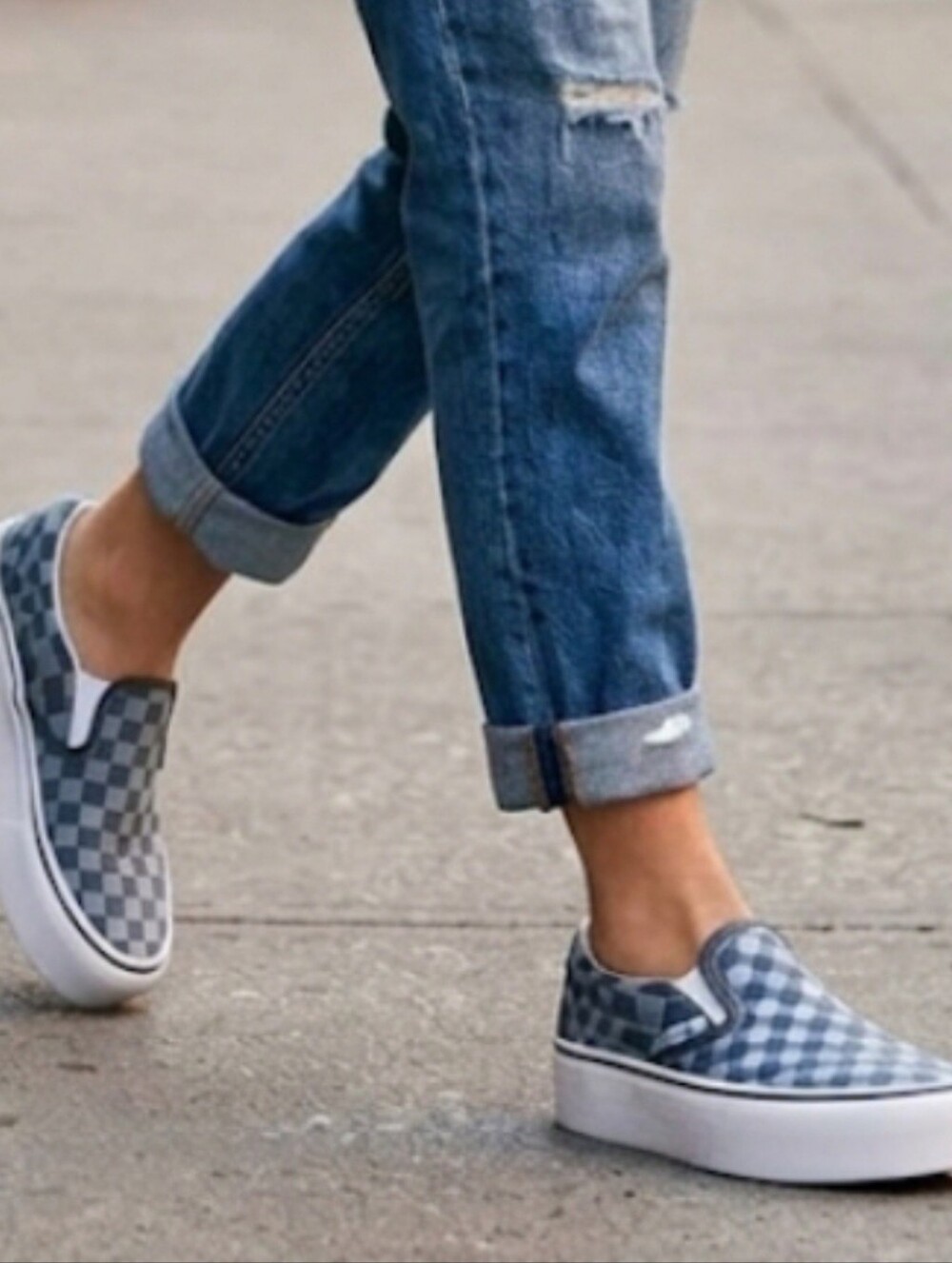 VANS Stackform Blue Checker Slip-On Platforms Sz W8 M6.5 ~  NWOT ~ Discontinued